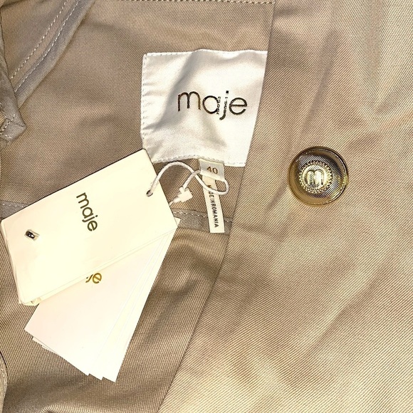 MAJE HOODED TRENCH COAT WITH BELT - camel 40 | US 8 NWT - Picture 4 of 16